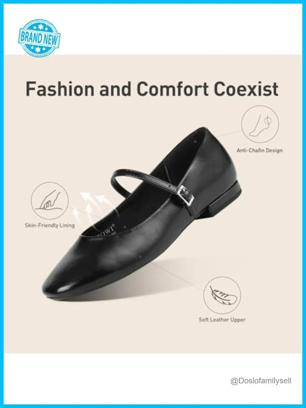 Women's Mary Jane Flats Square Toe Ballet Shoes PU Leather